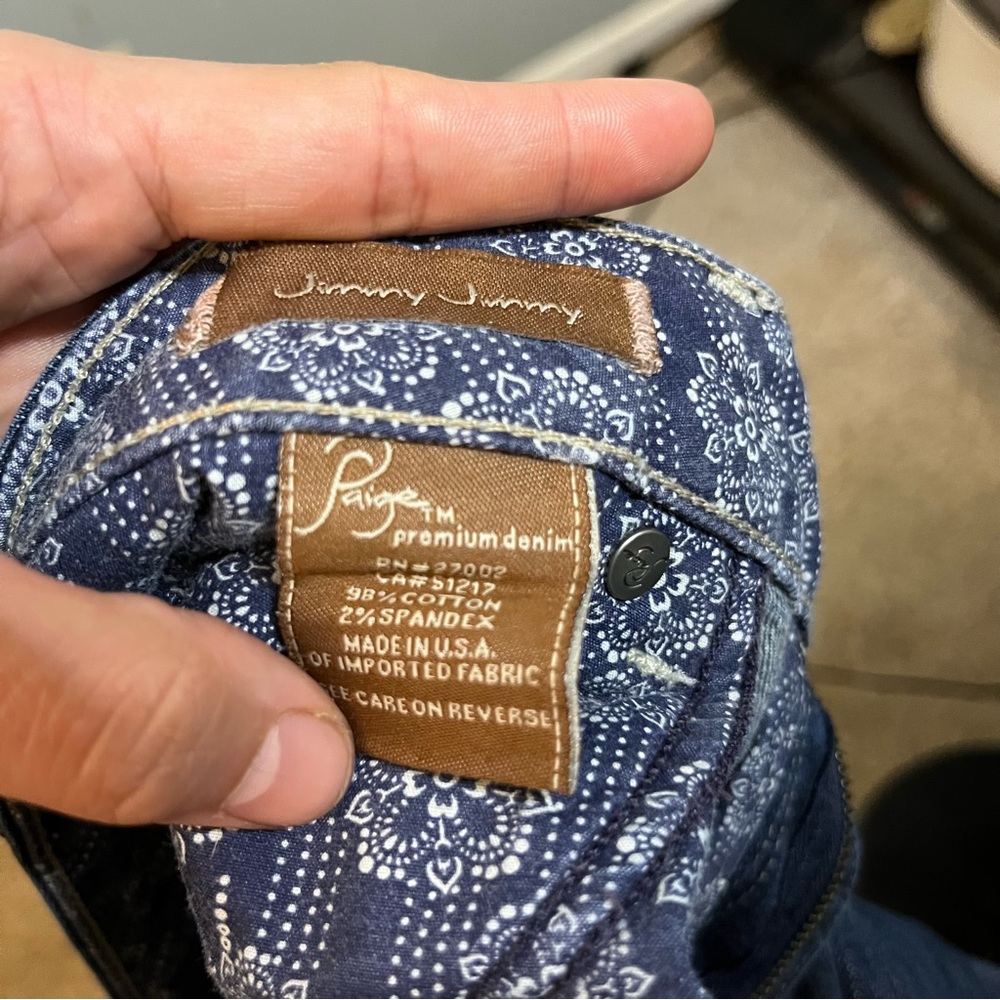 Paige JimmyJimmy Jeans | Slim Straight|Low Rise Distressed | Dark Wash | Size 27 - Picture 10 of 10